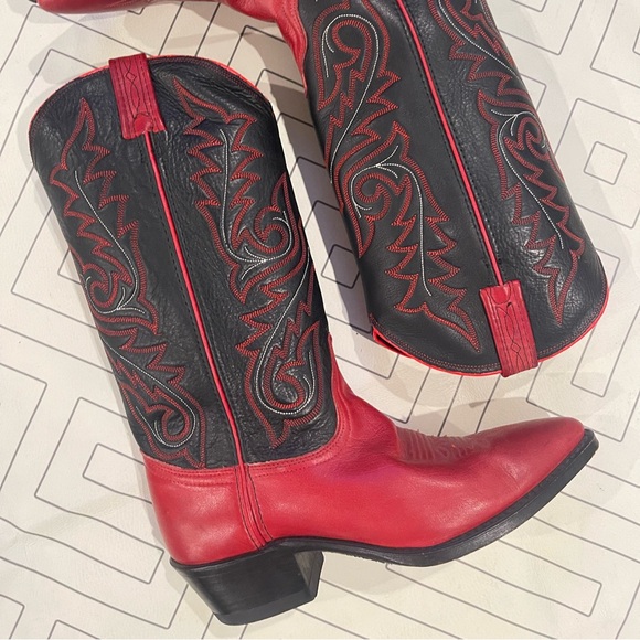 Dan Post Red and Black Cowgirl Boots - Picture 2 of 10